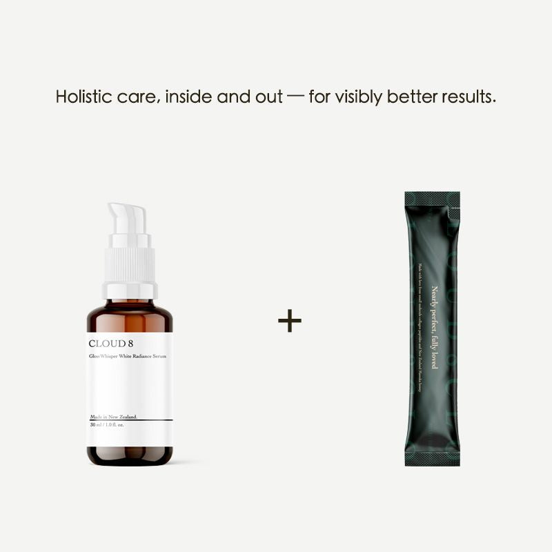 Cloud8 GlowWhisper White Radiance Serum 30mL NZ made, brightening and skin whitening serum with free tracked shipping