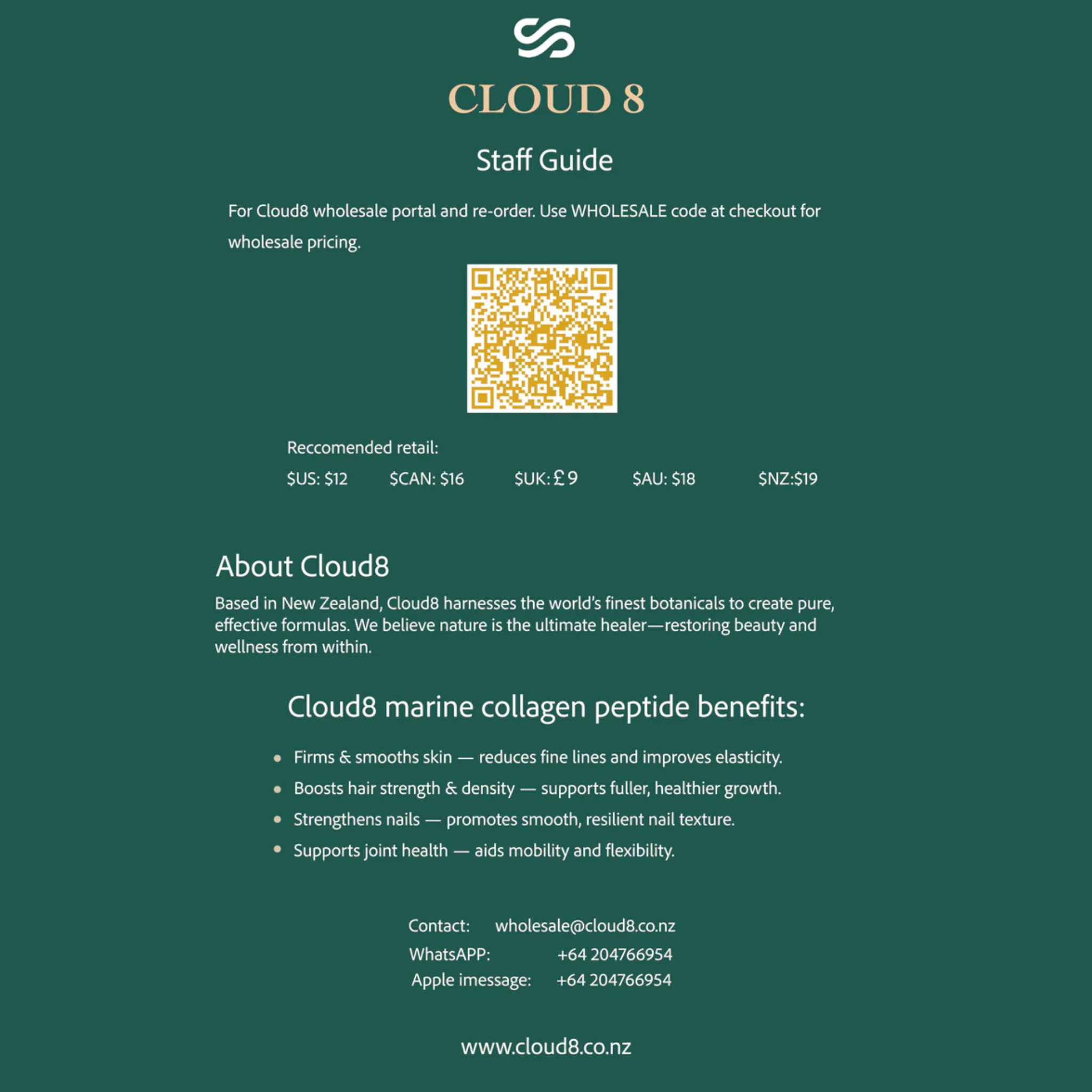 Retail Starter SMALL 10 - 1 week Pack - CLOUD8 Marine Collagen