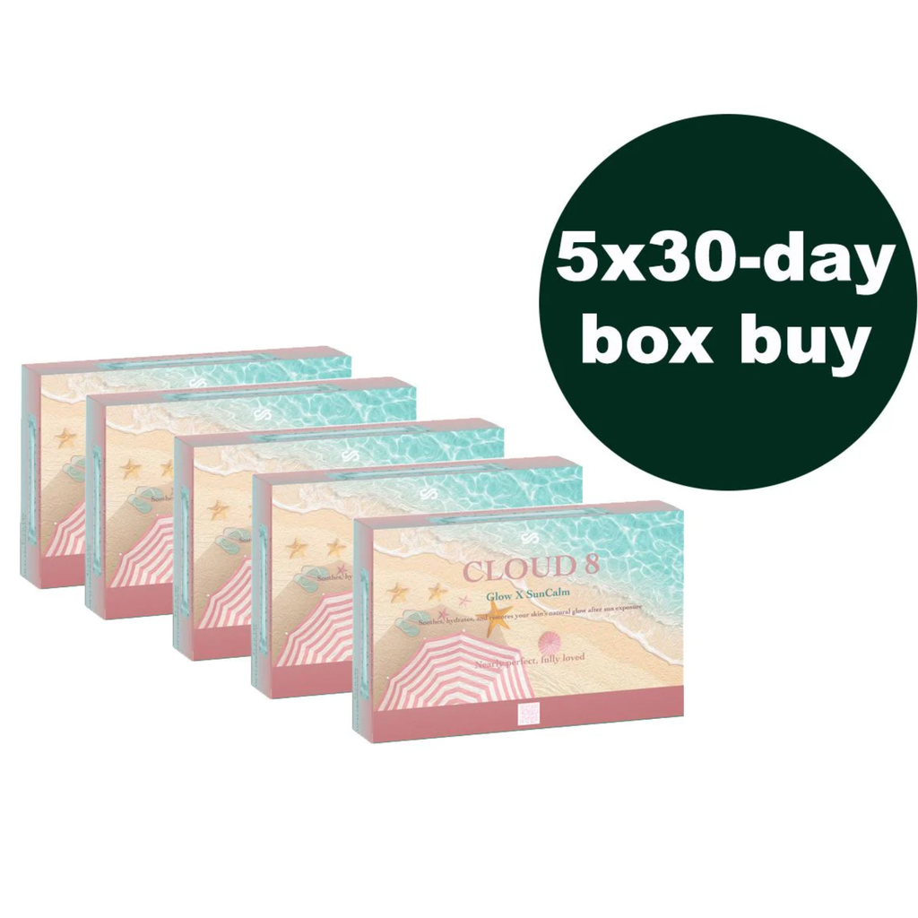 Five boxes of 'Cloud 9' with a green circle indicating a 5x30-day box buy offer on a white background.