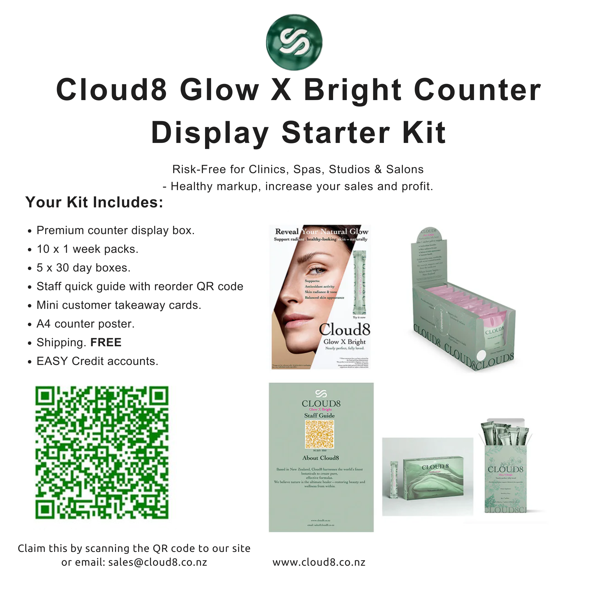 Retail Starter LARGE 10 x 1 week Pack + 5 x 30 day box - CLOUD8 Glow X Bright