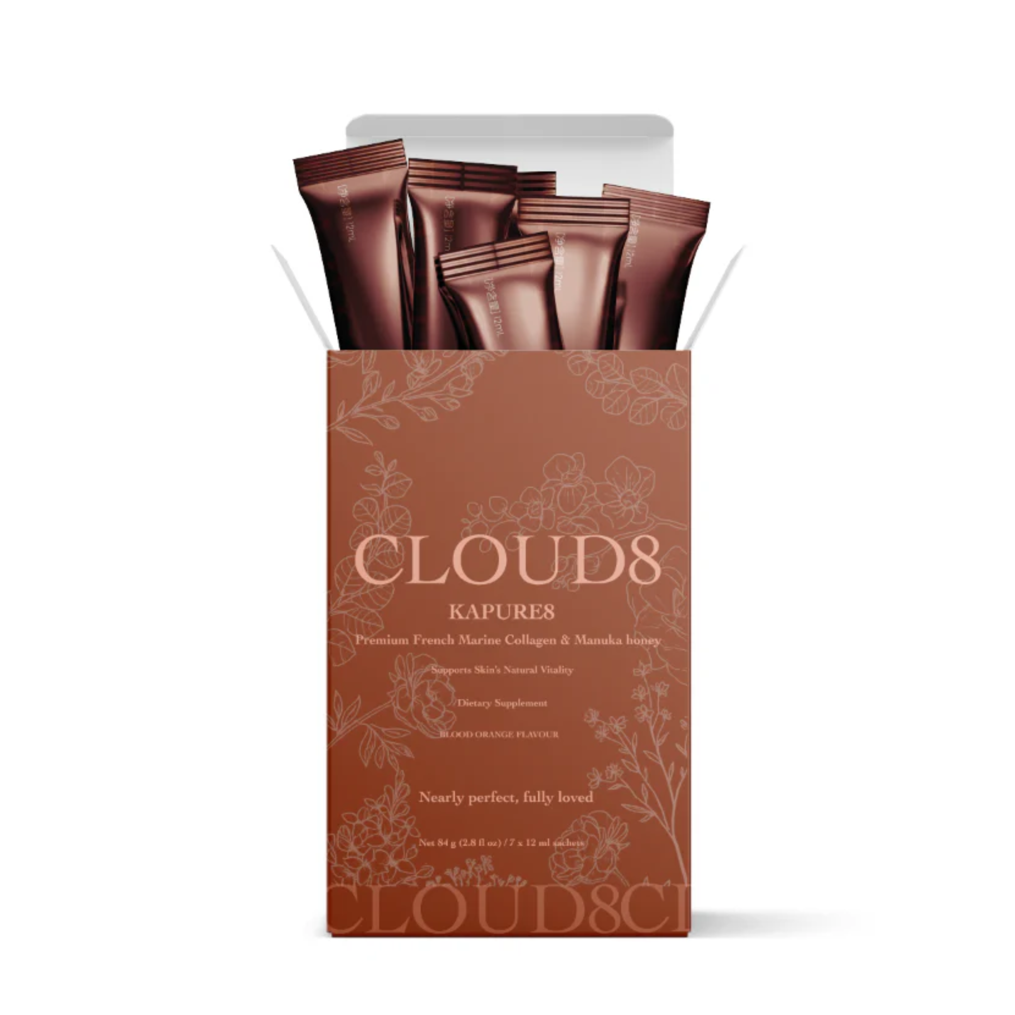 Kapure8 - Liquid Marine Collagen - Blood Orange Flavour - 7 liquid sachets